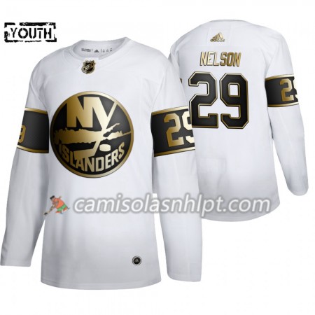 Camisola New York Islanders Brock Nelson 29 Adidas 2019-2020 Golden Edition Branco Authentic - Criança